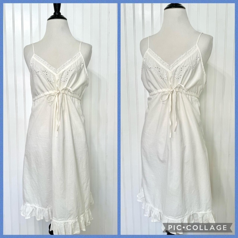 Y2K Sarah Spencer White Cotton Slip Dress Medium